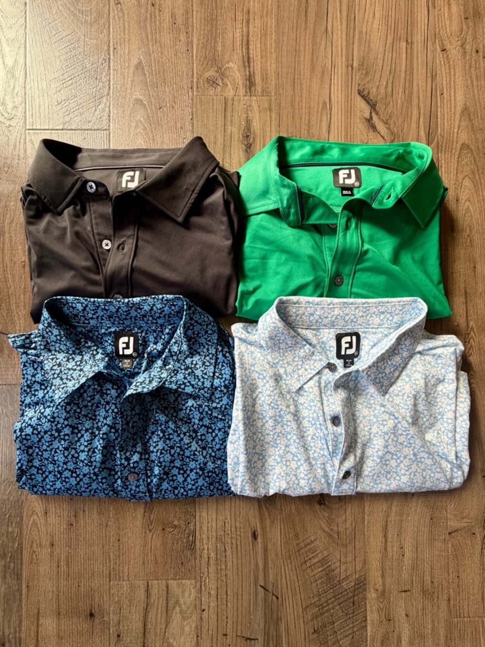 FootJoy Men’s Polo Bundle in Black, Green, Navy Floral and Light Blue Floral